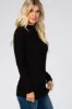 Black Ribbed Long Sleeve Mock Neck Top sold by Pinkblush