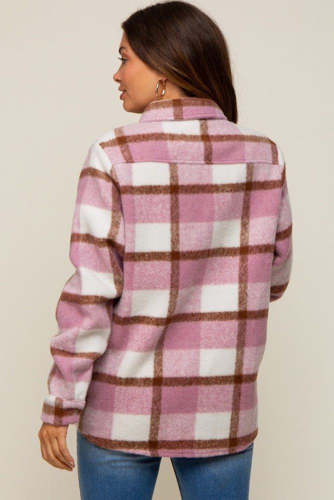 Mauve Plaid Fleece Maternity Shirt Jacket sold by Pinkblush product image thumbnail 3