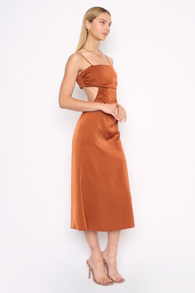 Copper Sleeveless Cut Out Bodice Midi Dress sold by Pinkblush product image thumbnail 2