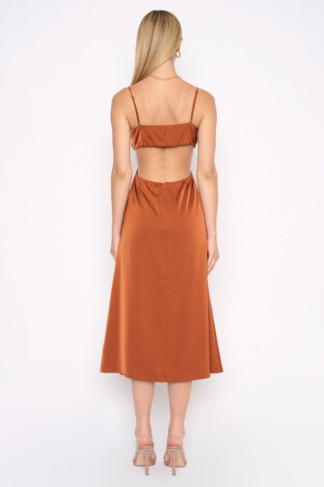 Copper Sleeveless Cut Out Bodice Midi Dress sold by Pinkblush product image thumbnail 3