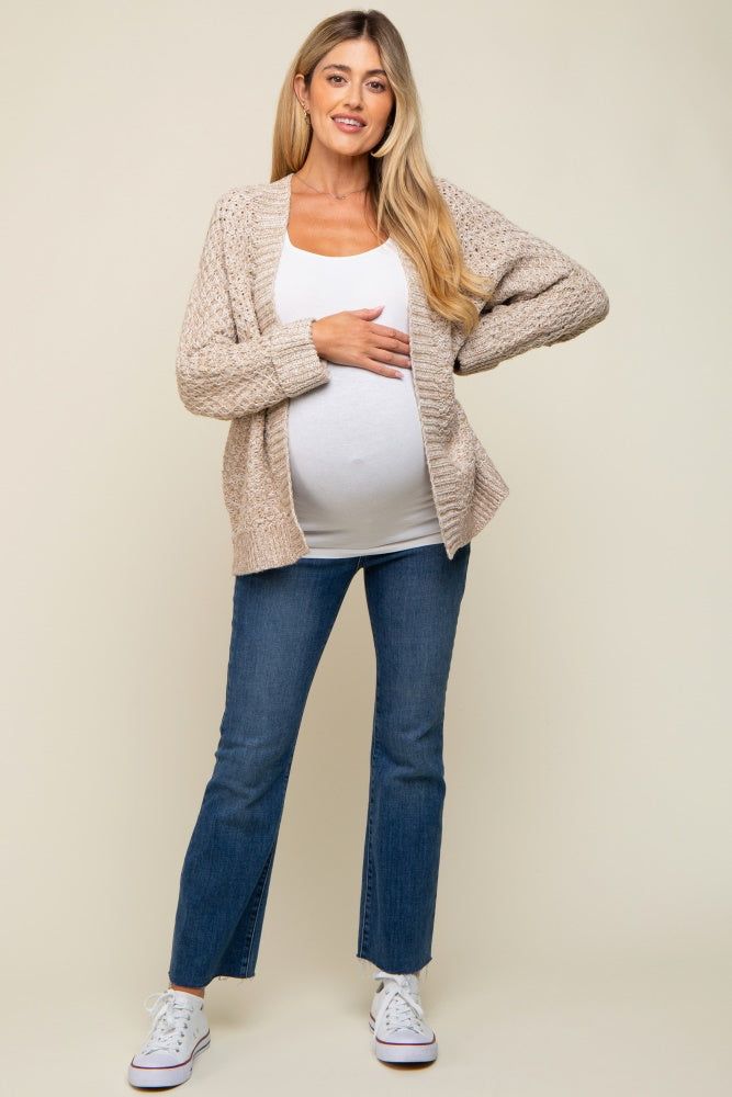 Beige Knit Cuffed Maternity Cardigan sold by Pinkblush product image thumbnail 5