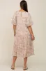 Beige Floral Chiffon Puff Short Sleeve Tiered Maternity Midi Dress sold by Pinkblush