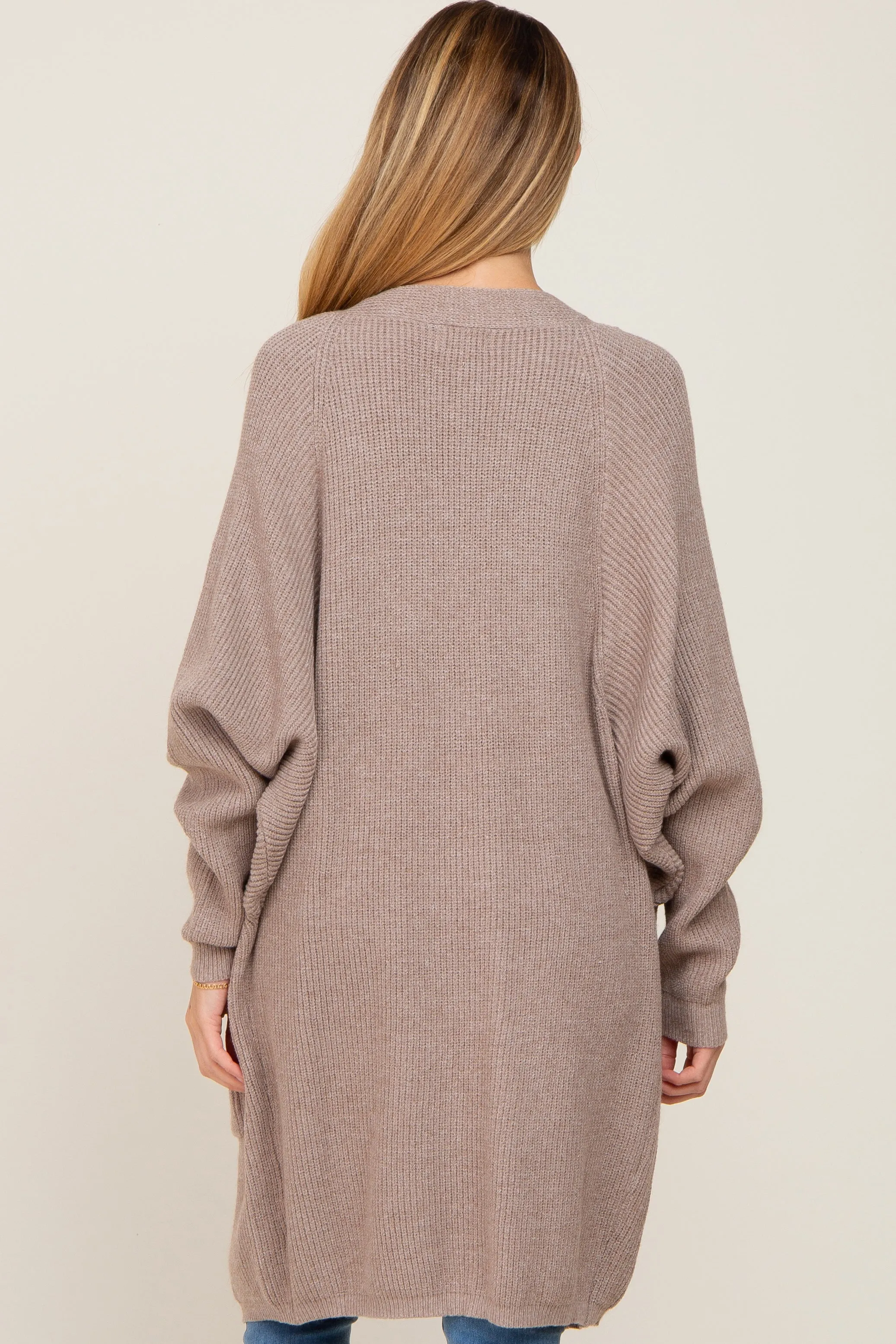 Taupe Pocketed Knit Maternity Cardigan sold by Pinkblush product image thumbnail 4