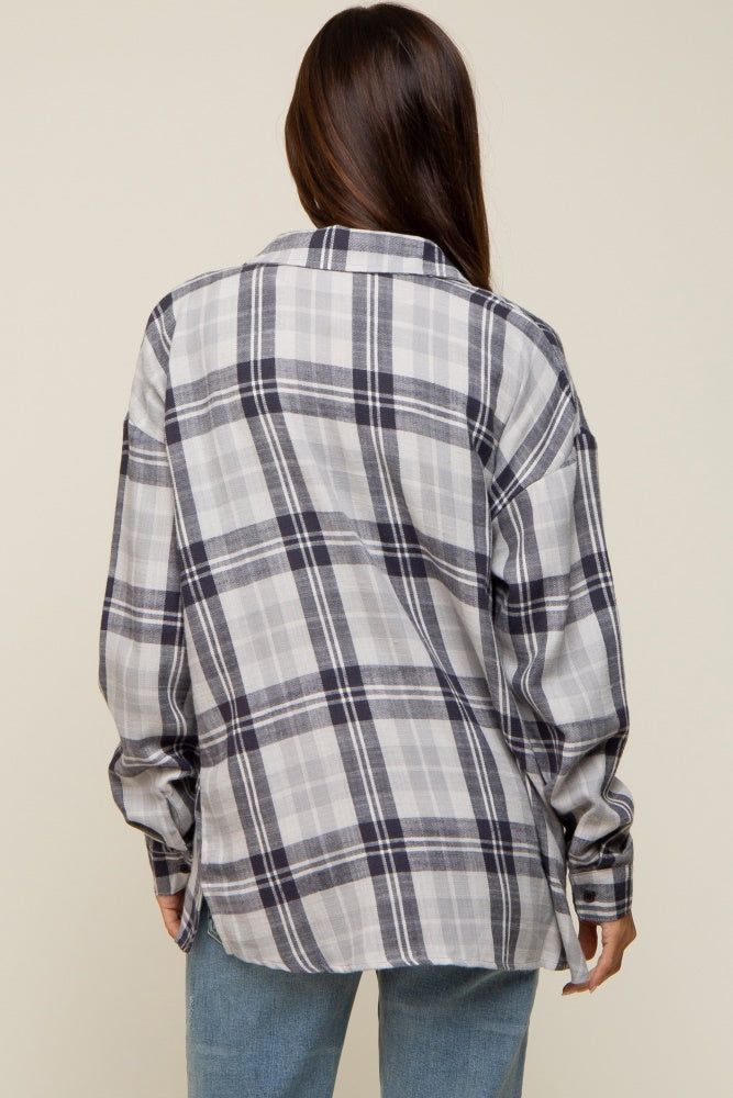 Black Flannel Plaid Button Up Maternity Top sold by Pinkblush product image thumbnail 3