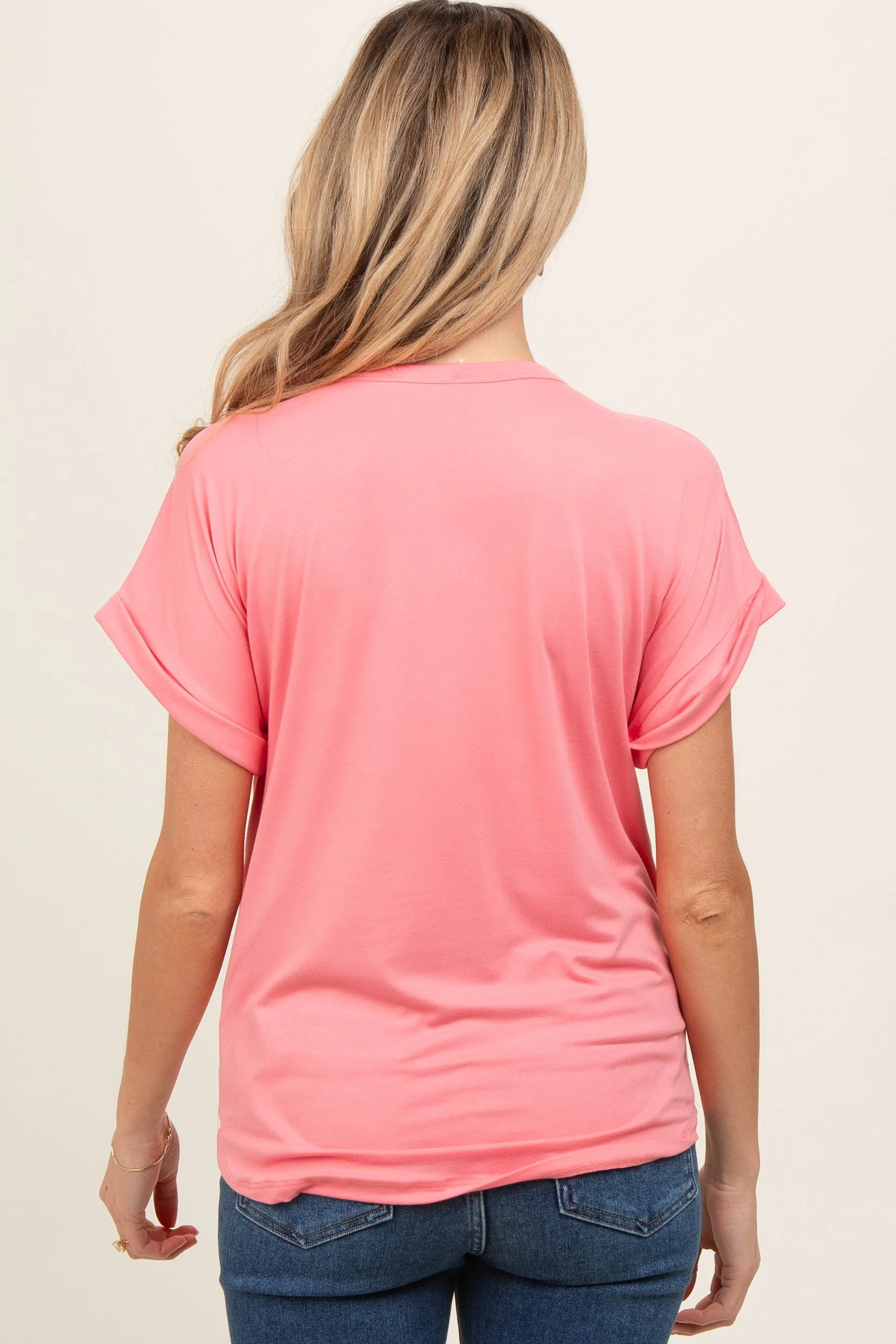 Pink Rolled Cuff Maternity Short Sleeve Top sold by Pinkblush product image thumbnail 4