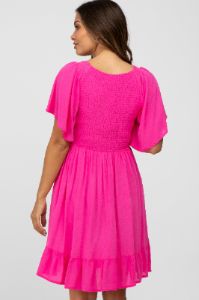 Fuchsia Smocked Maternity Dress sold by Pinkblush