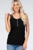 Black Ribbed Button Front Tank Top sold by Pinkblush
