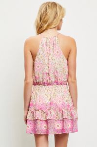 Cream Flower Print Ruffled Romper Dress sold by Pinkblush