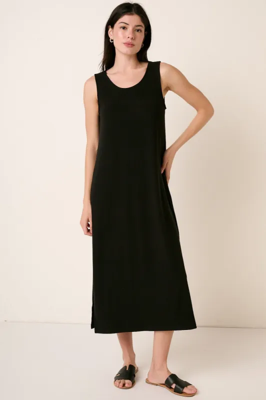Black Ribbed Sleeveless Midi Dress sold by Pinkblush