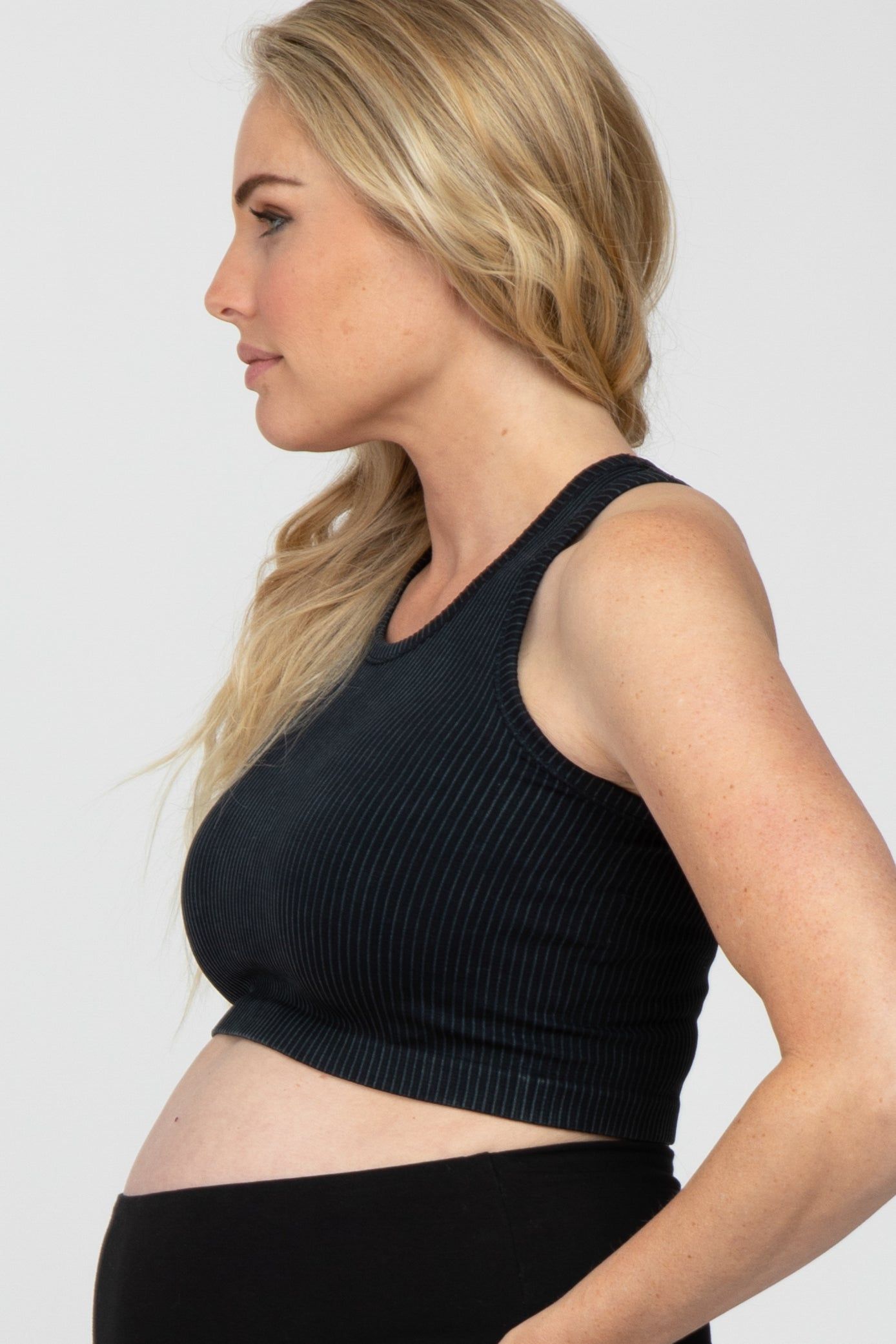 Black Vintage Wash Ribbed Maternity Sports Bra sold by Pinkblush product image thumbnail 2