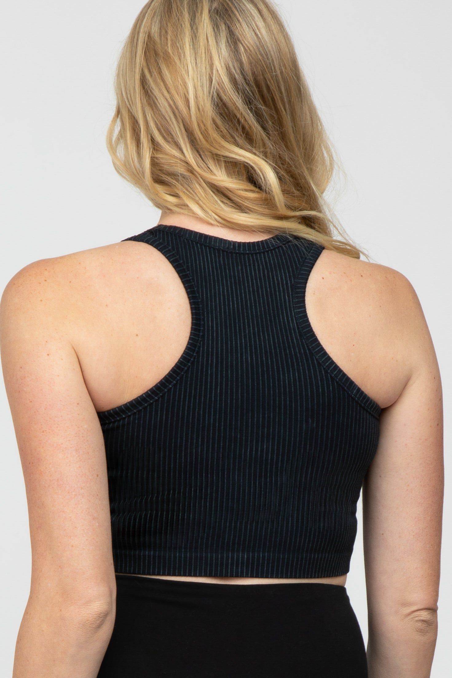 Black Vintage Wash Ribbed Maternity Sports Bra sold by Pinkblush product image thumbnail 3