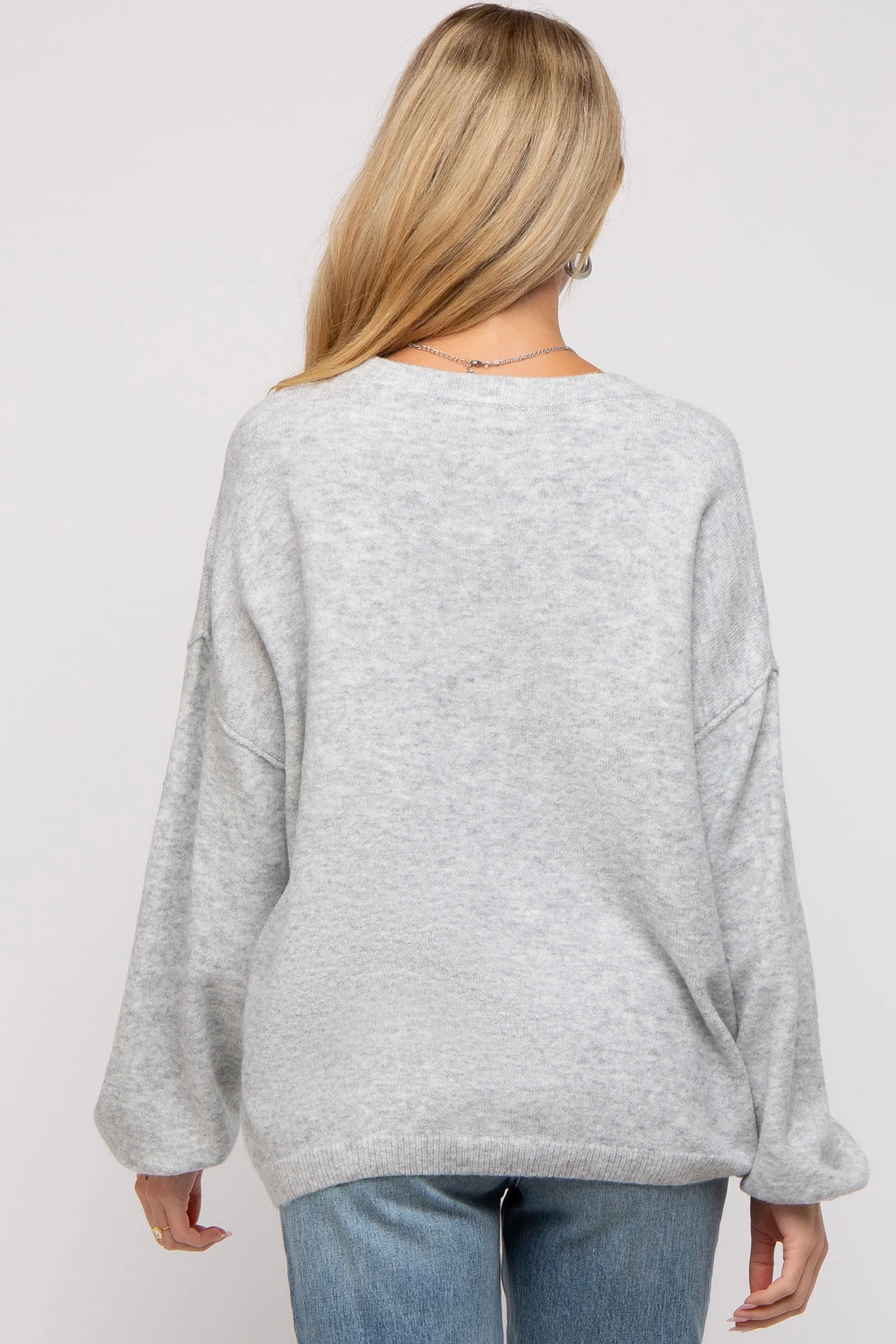 Heather Grey Basic Drop Shoulder Maternity Sweater sold by Pinkblush product image thumbnail 3