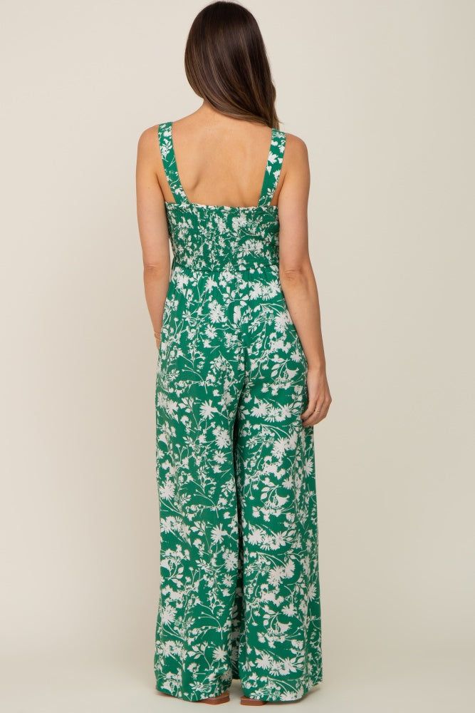 Green Floral Sweetheart Neck Maternity Jumpsuit sold by Pinkblush product image thumbnail 3