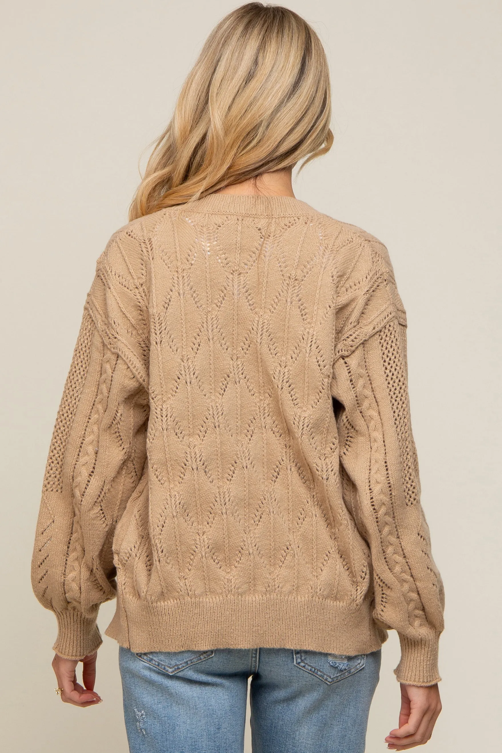 Beige Mixed Knit Maternity Cardigan sold by Pinkblush product image thumbnail 3