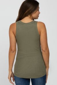 Olive Ribbed Sleeveless Maternity Top sold by Pinkblush