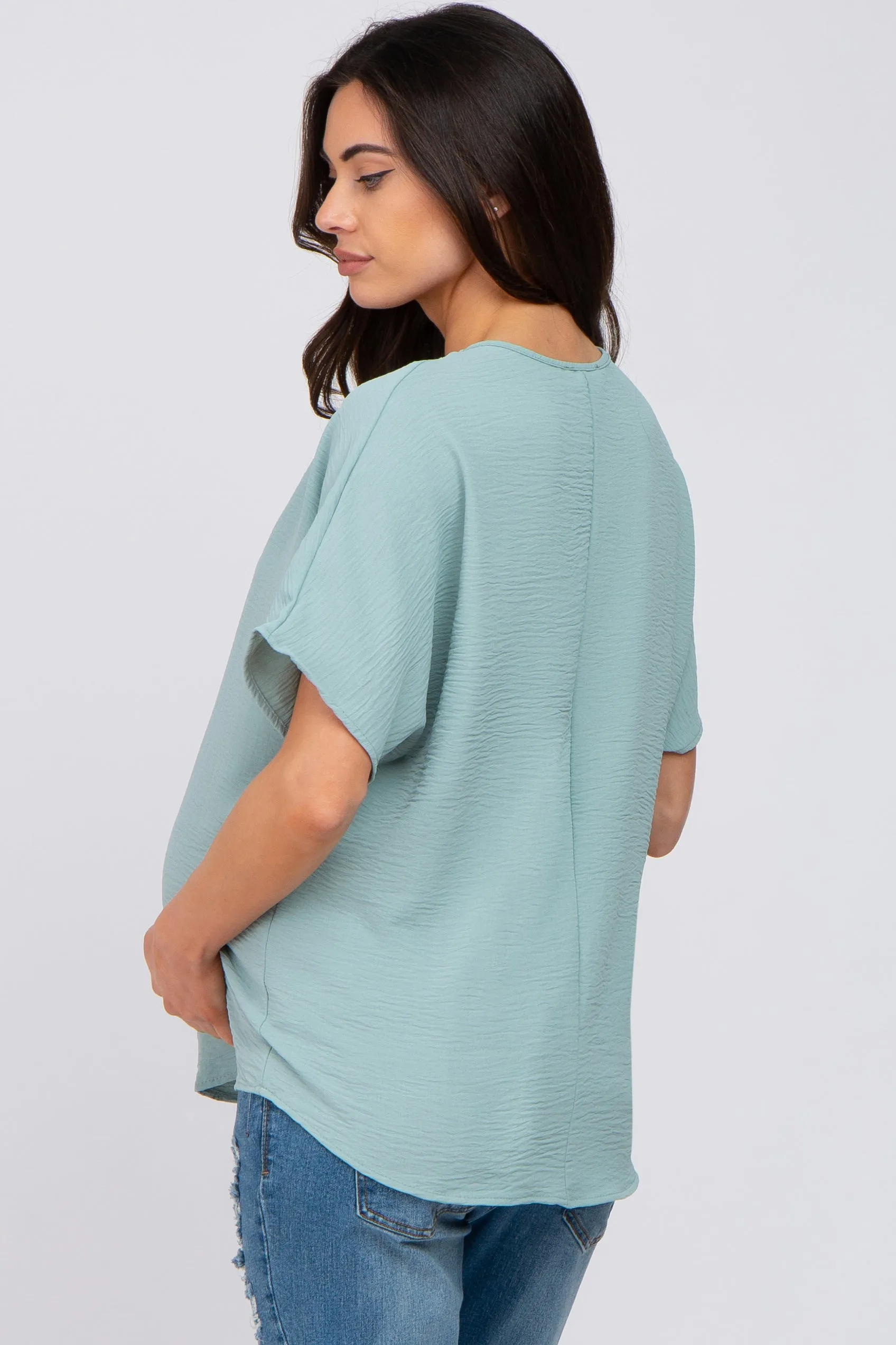 Light Jade Short Sleeve Maternity Blouse sold by Pinkblush product image thumbnail 3