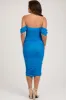 Turquoise Off Shoulder Sleeveless Ruched Mesh Maternity Midi Dress sold by Pinkblush