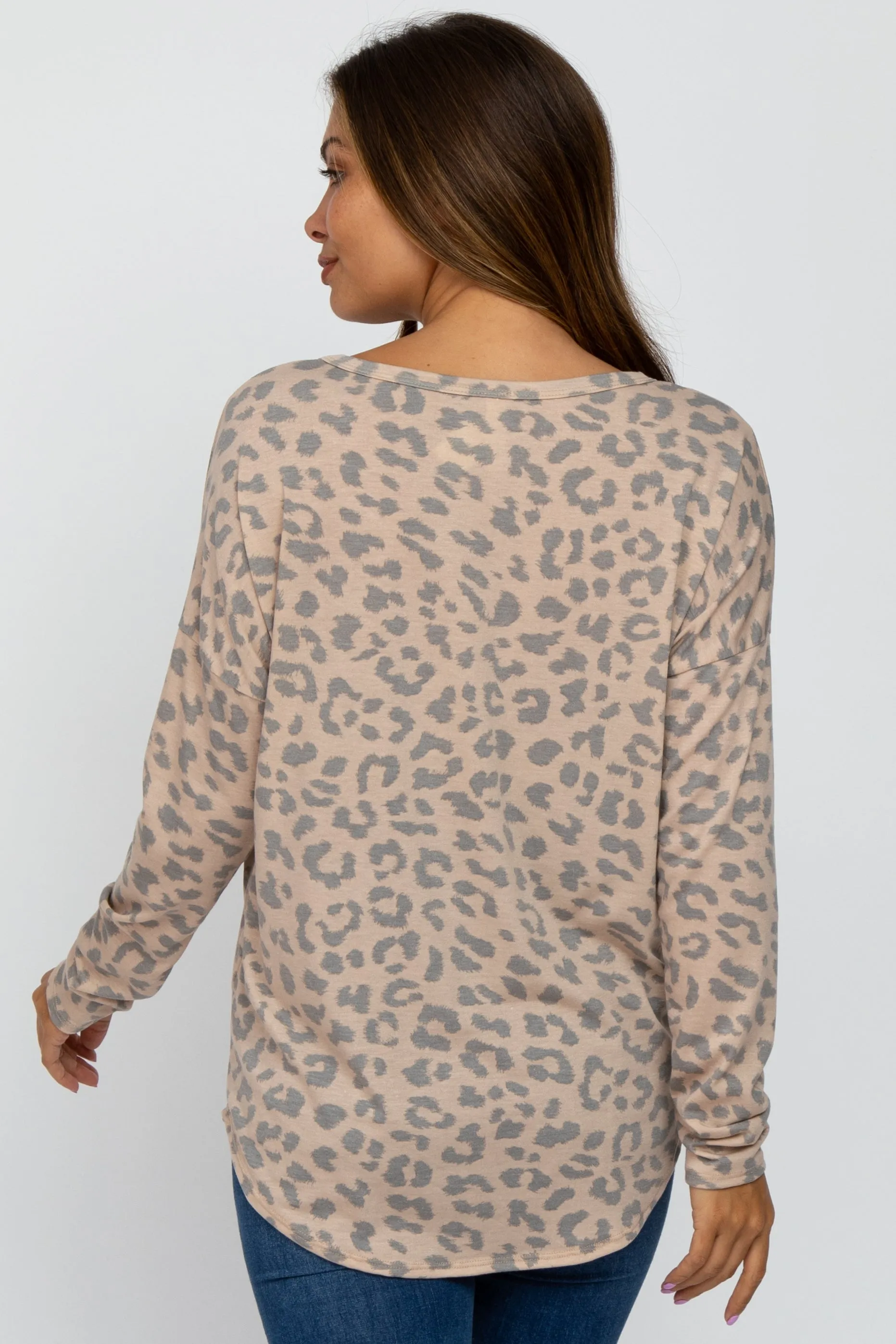 Taupe Animal Print Round Hem Maternity Top sold by Pinkblush product image thumbnail 3