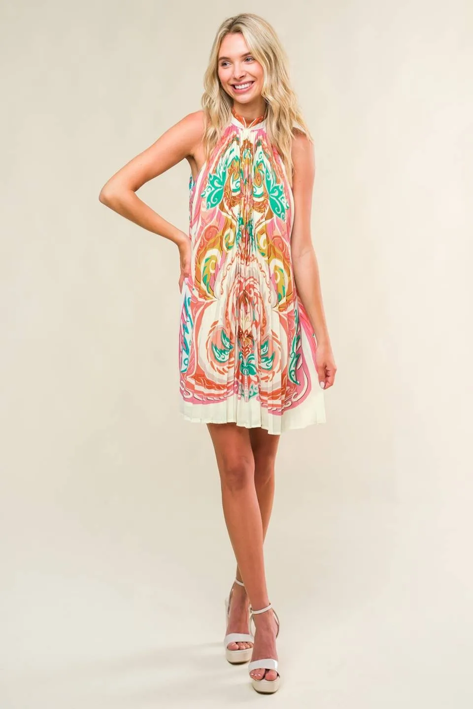Ivory Multi Printed Halter Dress sold by Pinkblush product image thumbnail 5