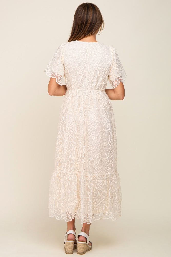 Cream Lace Overlay Maxi Dress sold by Pinkblush product image thumbnail 3