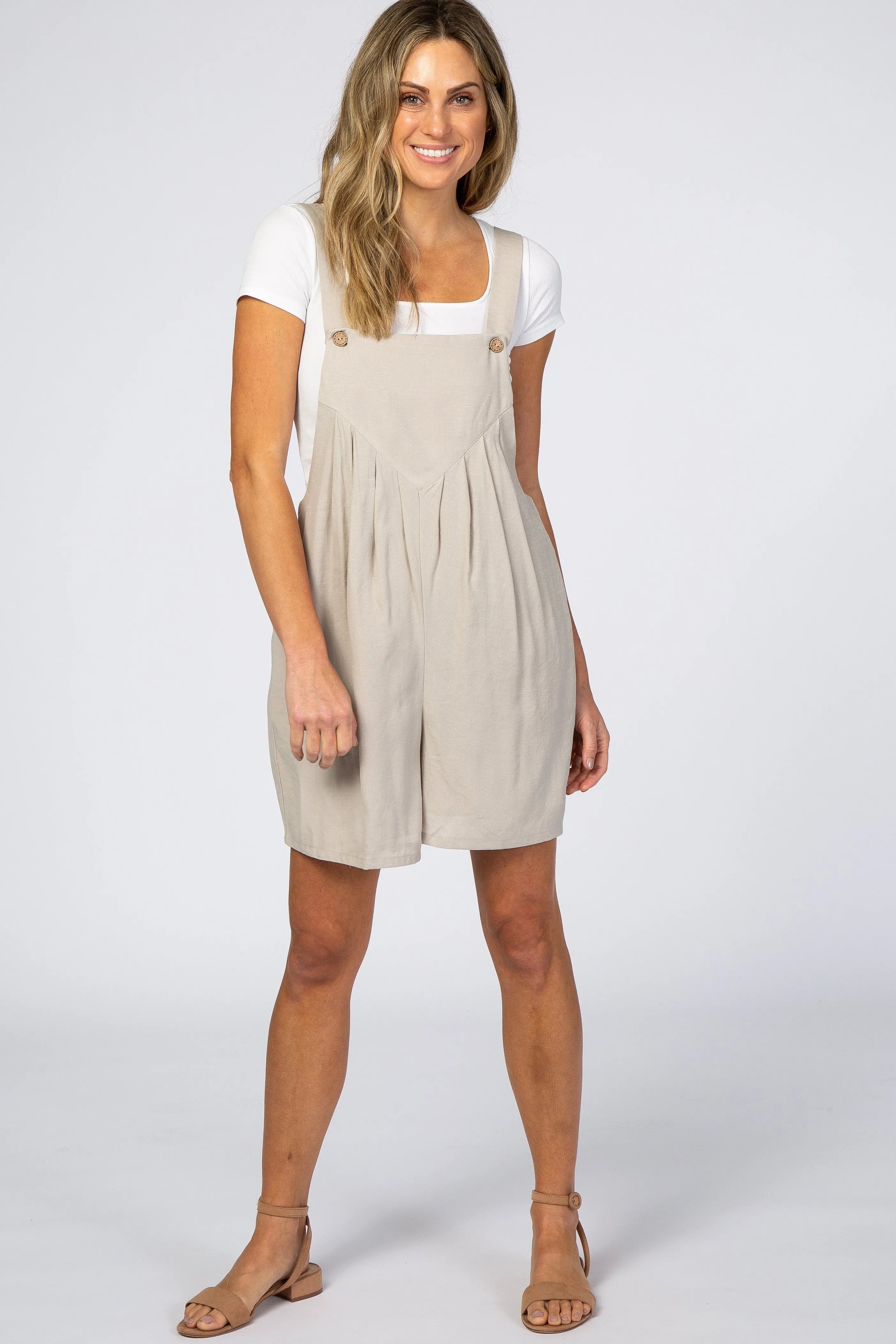 Beige Short Overalls sold by Pinkblush