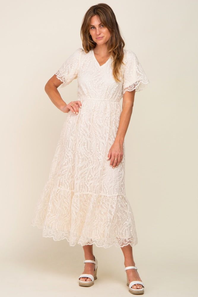 Cream Lace Overlay Maxi Dress sold by Pinkblush product image thumbnail 4