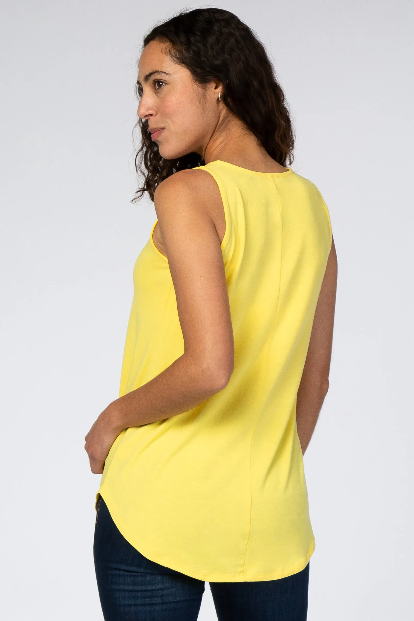Yellow Rounded Hem Sleeveless Top sold by Pinkblush product image thumbnail 3