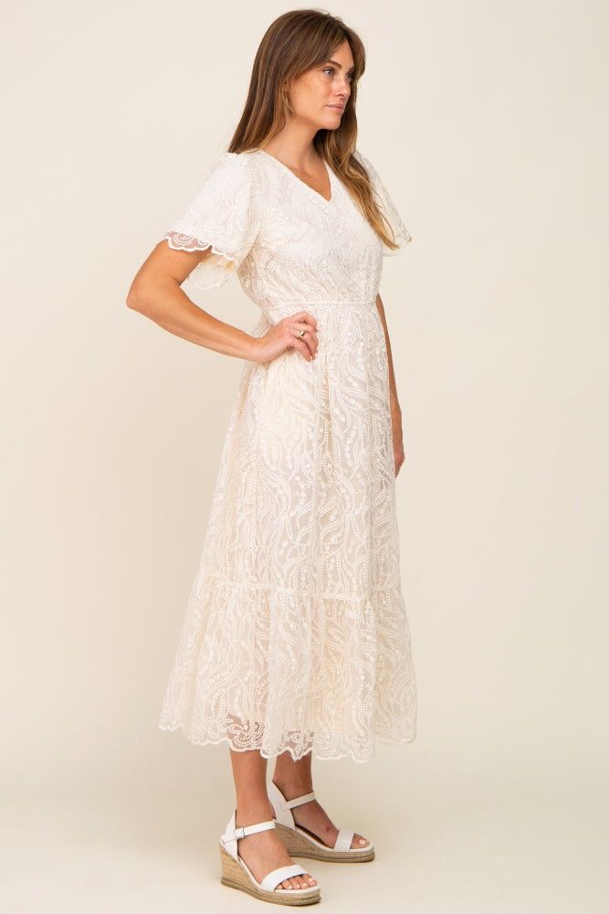 Cream Lace Overlay Maxi Dress sold by Pinkblush product image thumbnail 2