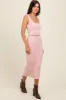 Light Pink Ribbed Square Neck Sleeveless Crop Skirt Set sold by Pinkblush