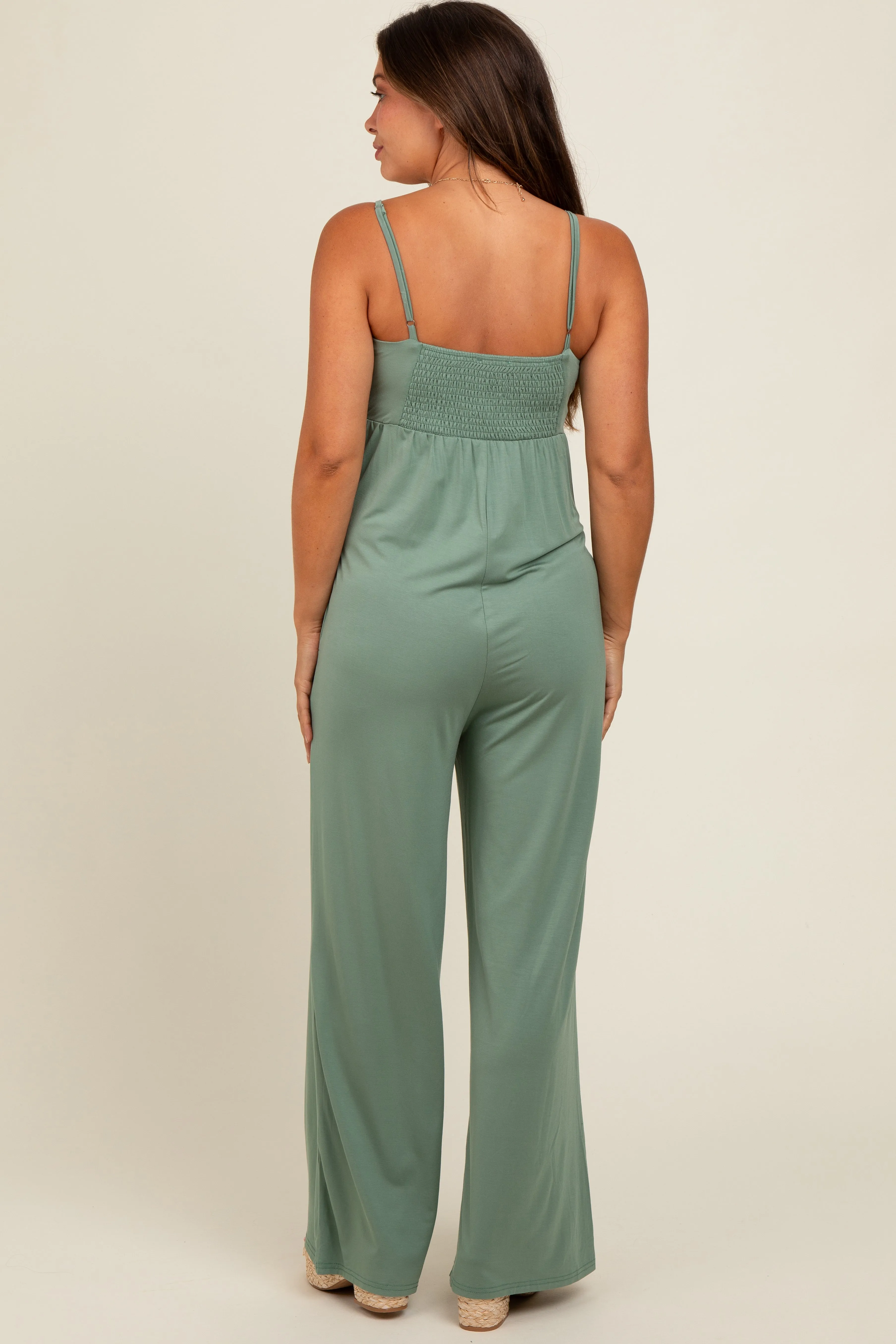 Light Olive Wide Leg Maternity Jumpsuit sold by Pinkblush product image thumbnail 4