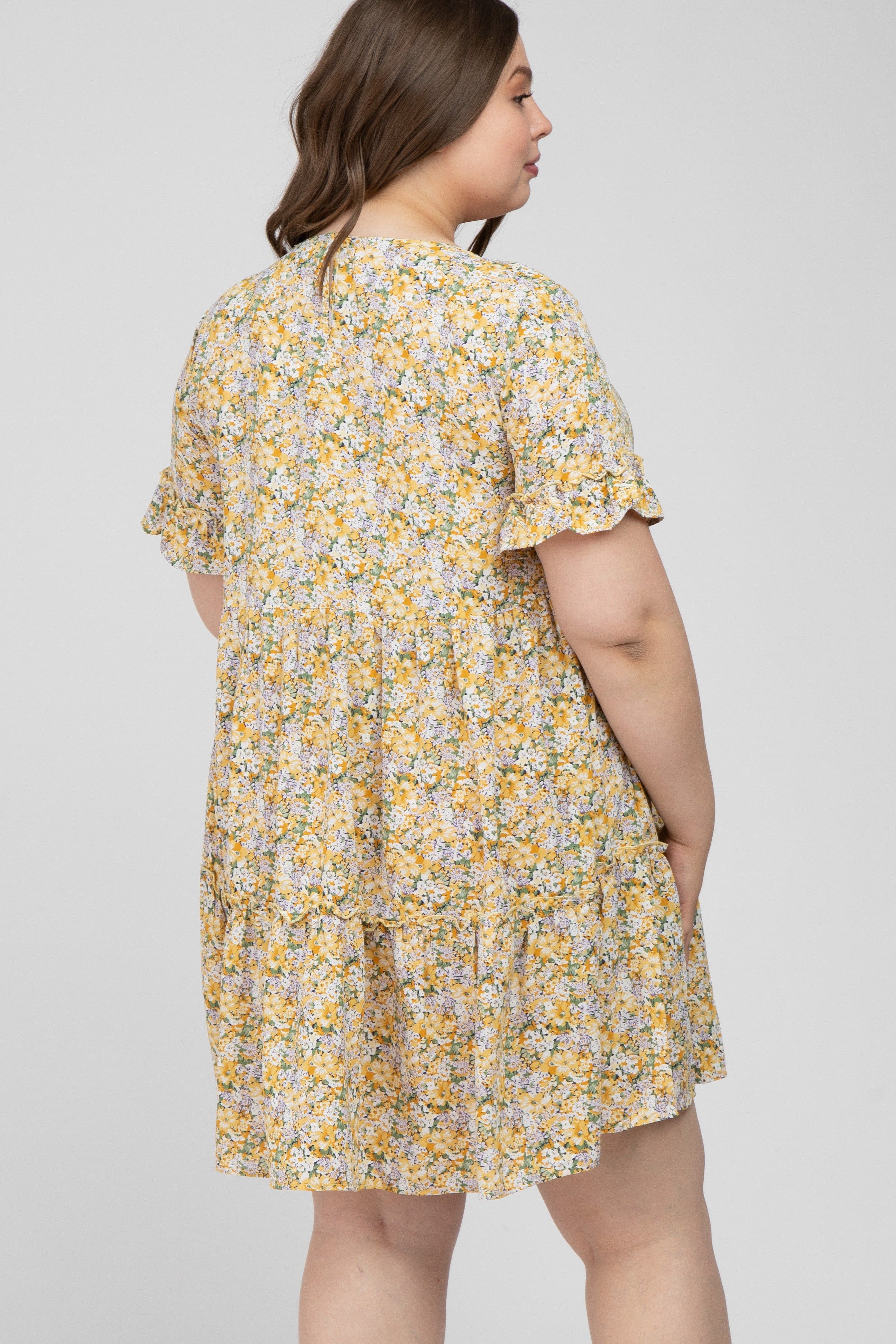 Yellow Floral Ruffle Plus Maternity Dress sold by Pinkblush product image thumbnail 4