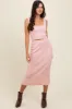 Light Pink Ribbed Square Neck Sleeveless Crop Skirt Set sold by Pinkblush