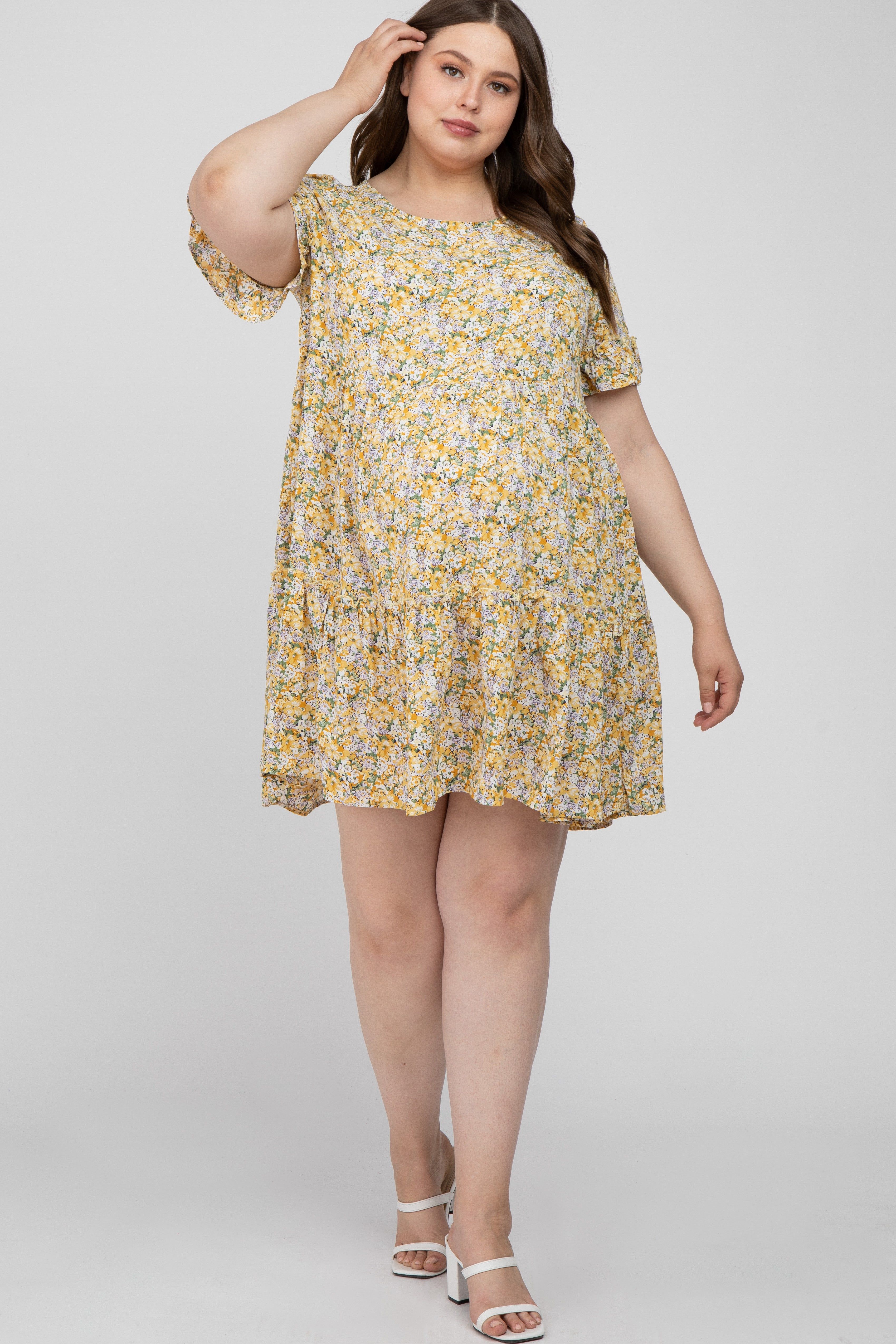 Yellow Floral Ruffle Plus Maternity Dress sold by Pinkblush product image thumbnail 2