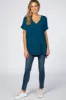 Teal V-Neck Cuffed Short Sleeve Top sold by Pinkblush