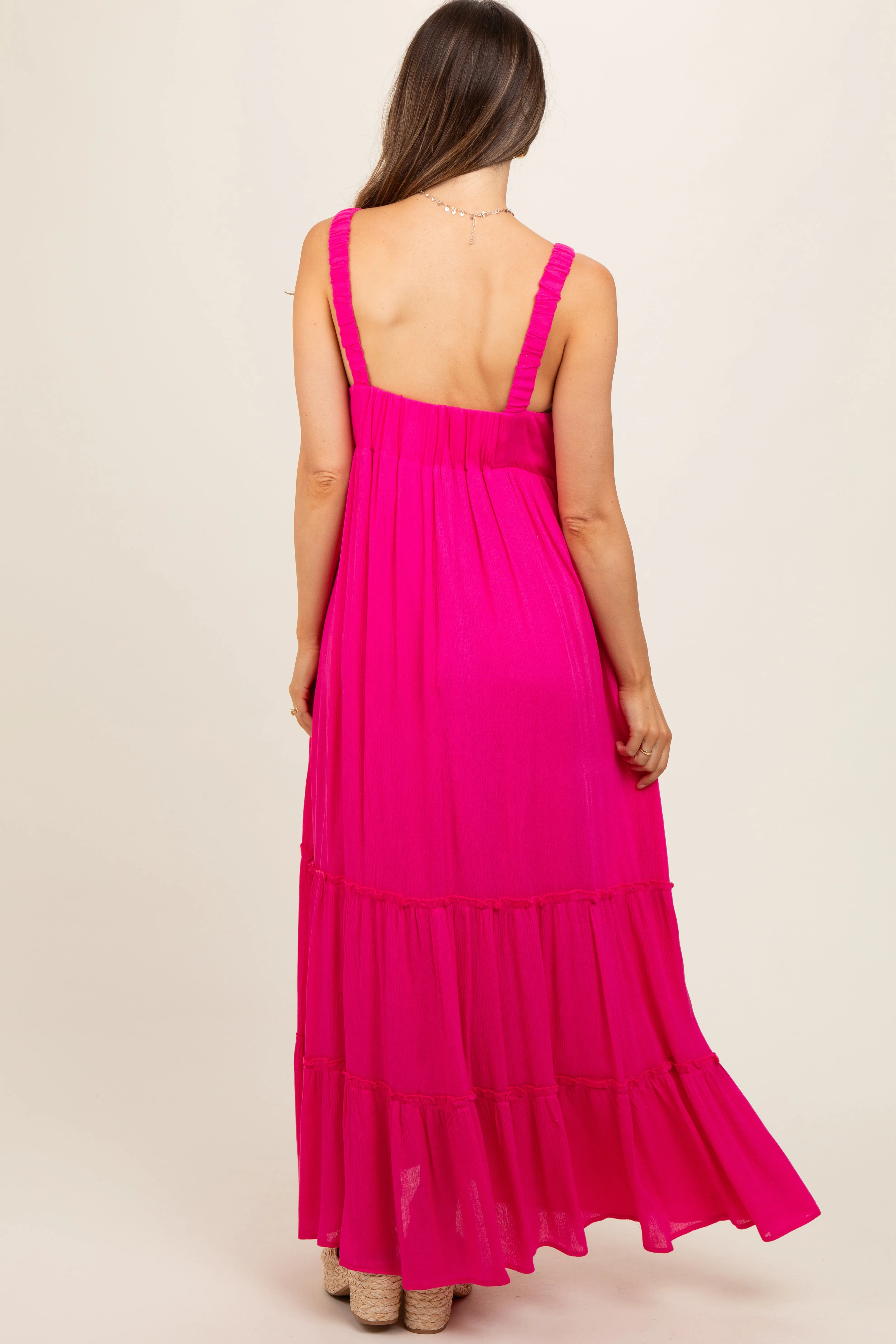 Fuchsia Tiered Maternity Maxi Dress sold by Pinkblush product image thumbnail 4