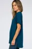Teal V-Neck Cuffed Short Sleeve Top sold by Pinkblush