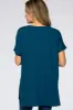 Teal V-Neck Cuffed Short Sleeve Top sold by Pinkblush