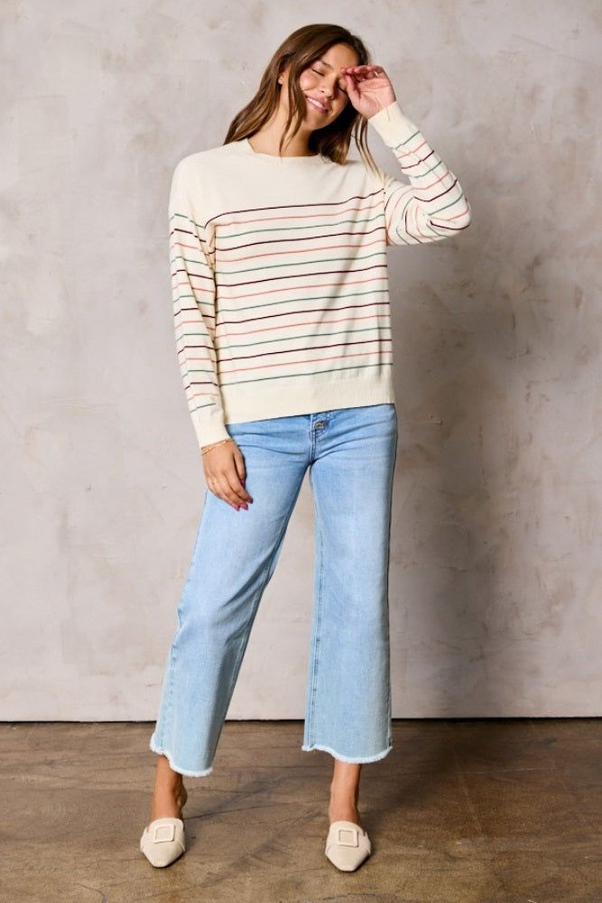 Multi-Color Stripe Soft Knit Sweater sold by Pinkblush
