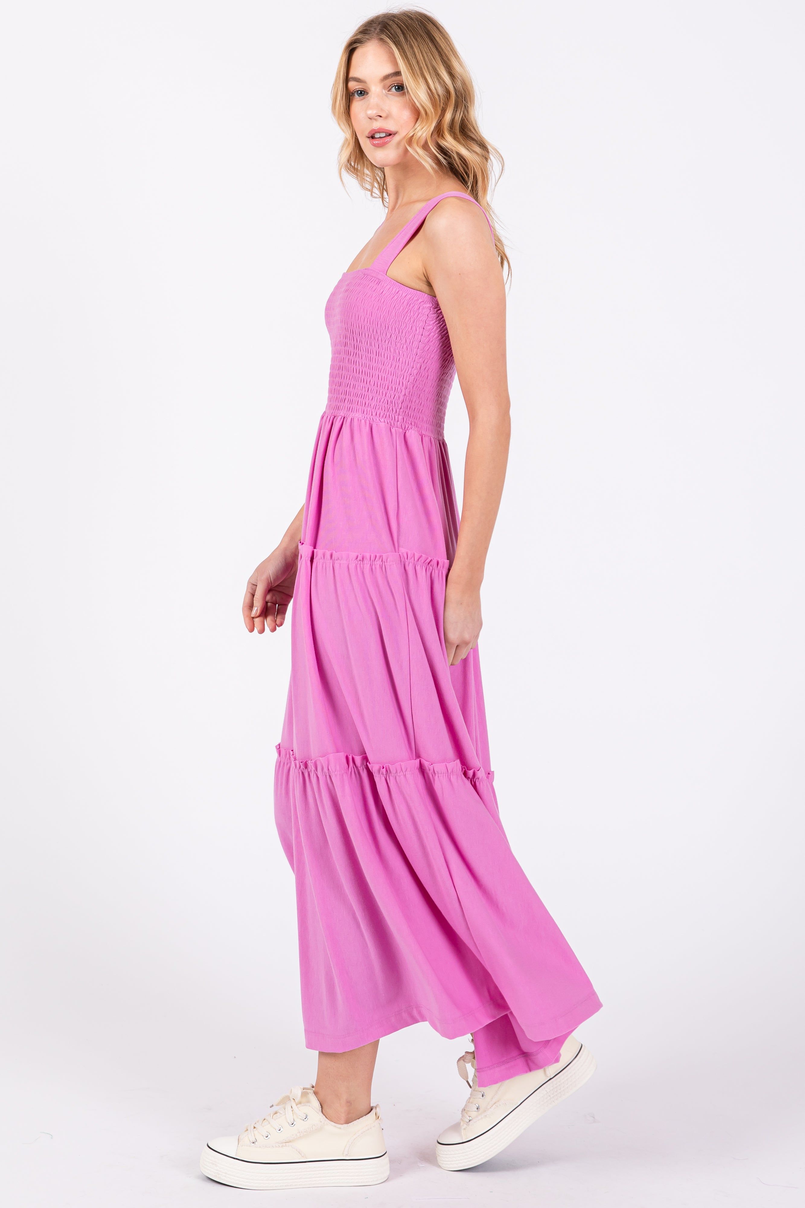 Pink Sleeveless Tiered Maxi Dress sold by Pinkblush product image thumbnail 2
