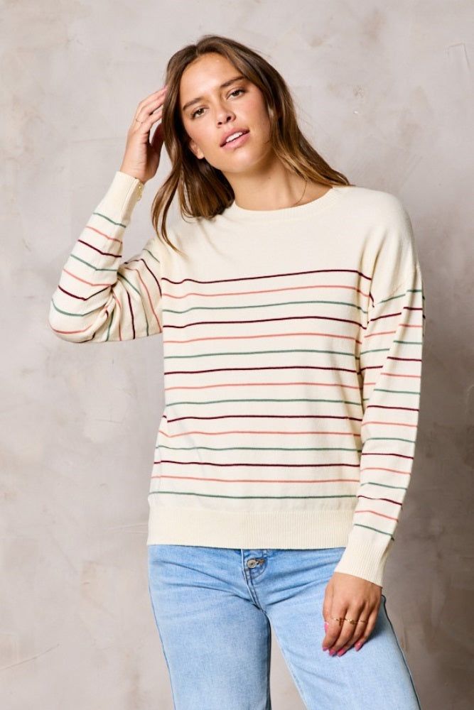 Multi-Color Stripe Soft Knit Sweater sold by Pinkblush product image thumbnail 2