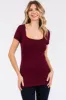 Burgundy Square Neck Short Sleeve Maternity Top sold by Pinkblush