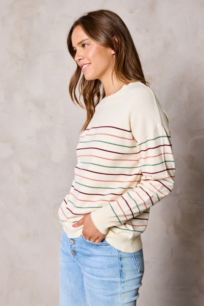 Multi-Color Stripe Soft Knit Sweater sold by Pinkblush product image thumbnail 3