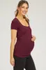 Burgundy Square Neck Short Sleeve Maternity Top sold by Pinkblush