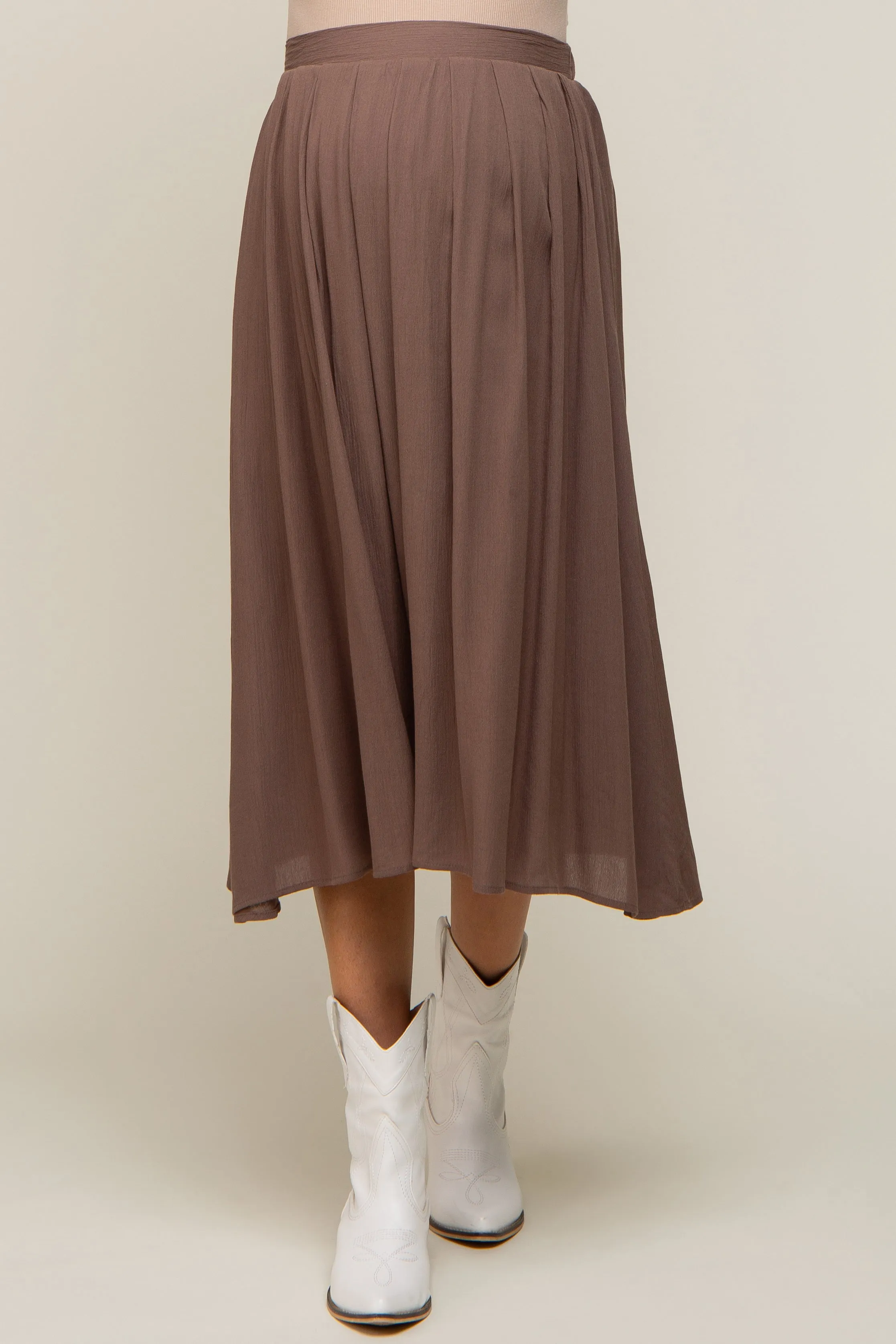 Brown Pleated Maternity Midi Skirt sold by Pinkblush product image thumbnail 2
