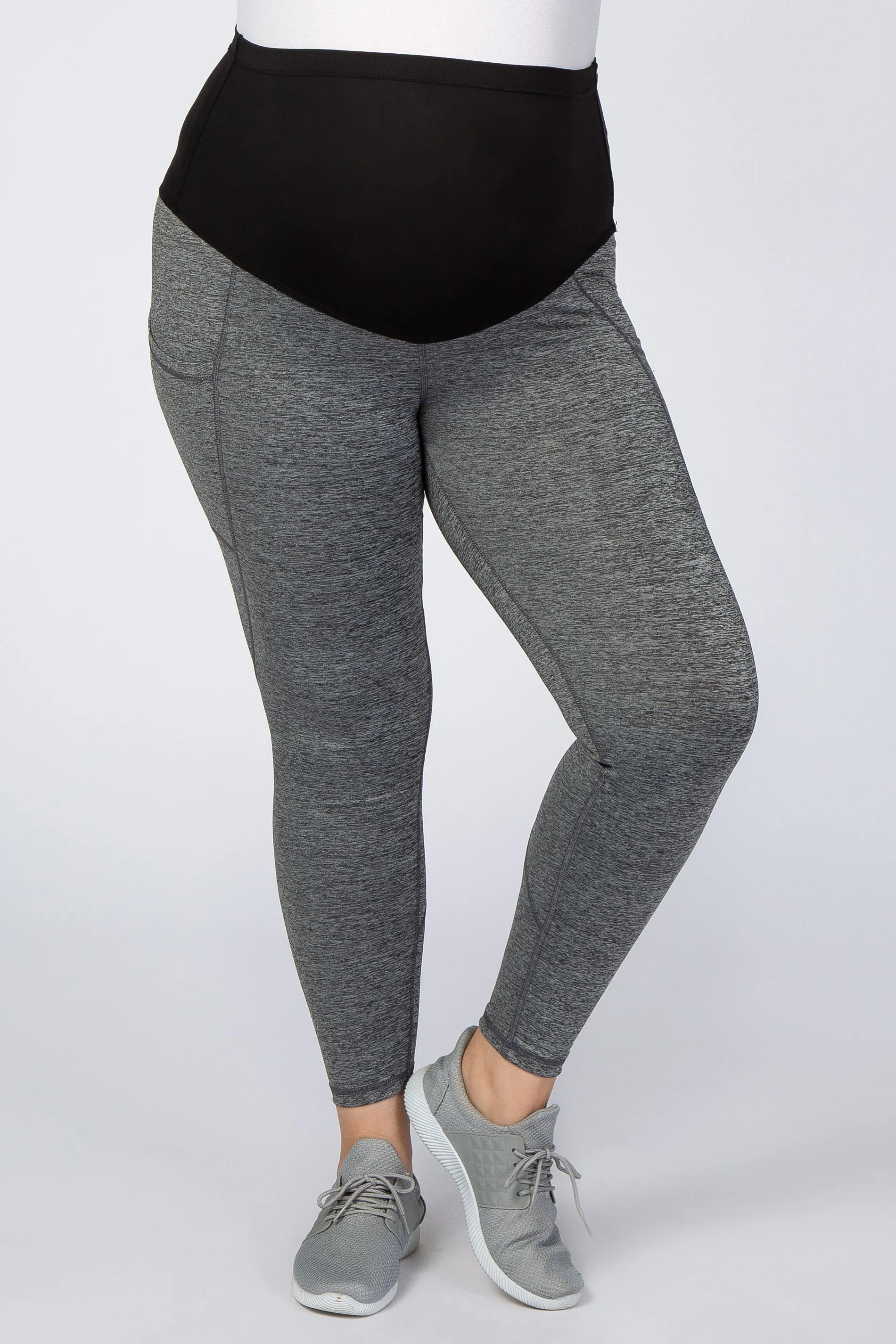 Black Marled Maternity Plus Leggings sold by Pinkblush product image thumbnail 3