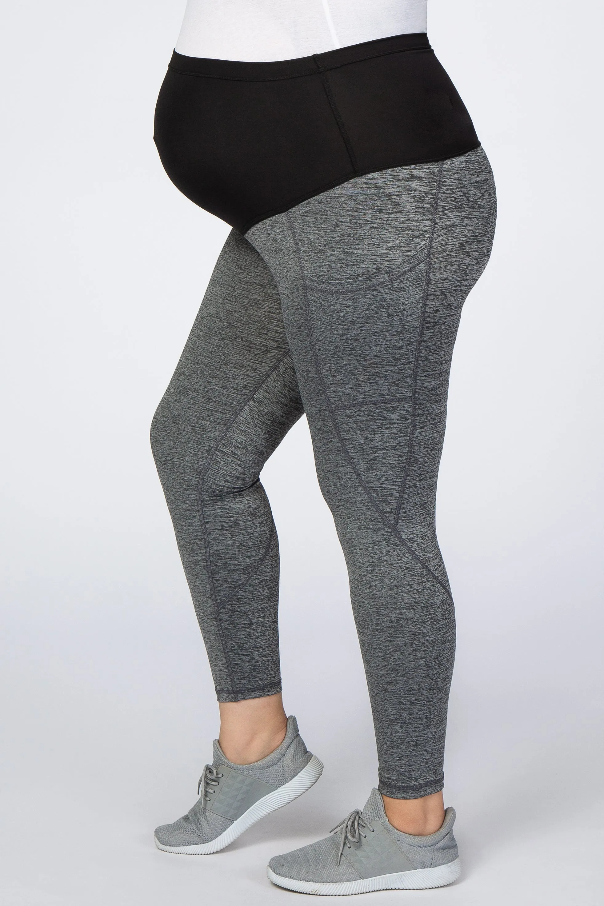Black Marled Maternity Plus Leggings sold by Pinkblush product image thumbnail 4