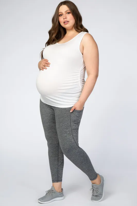 Black Marled Maternity Plus Leggings sold by Pinkblush