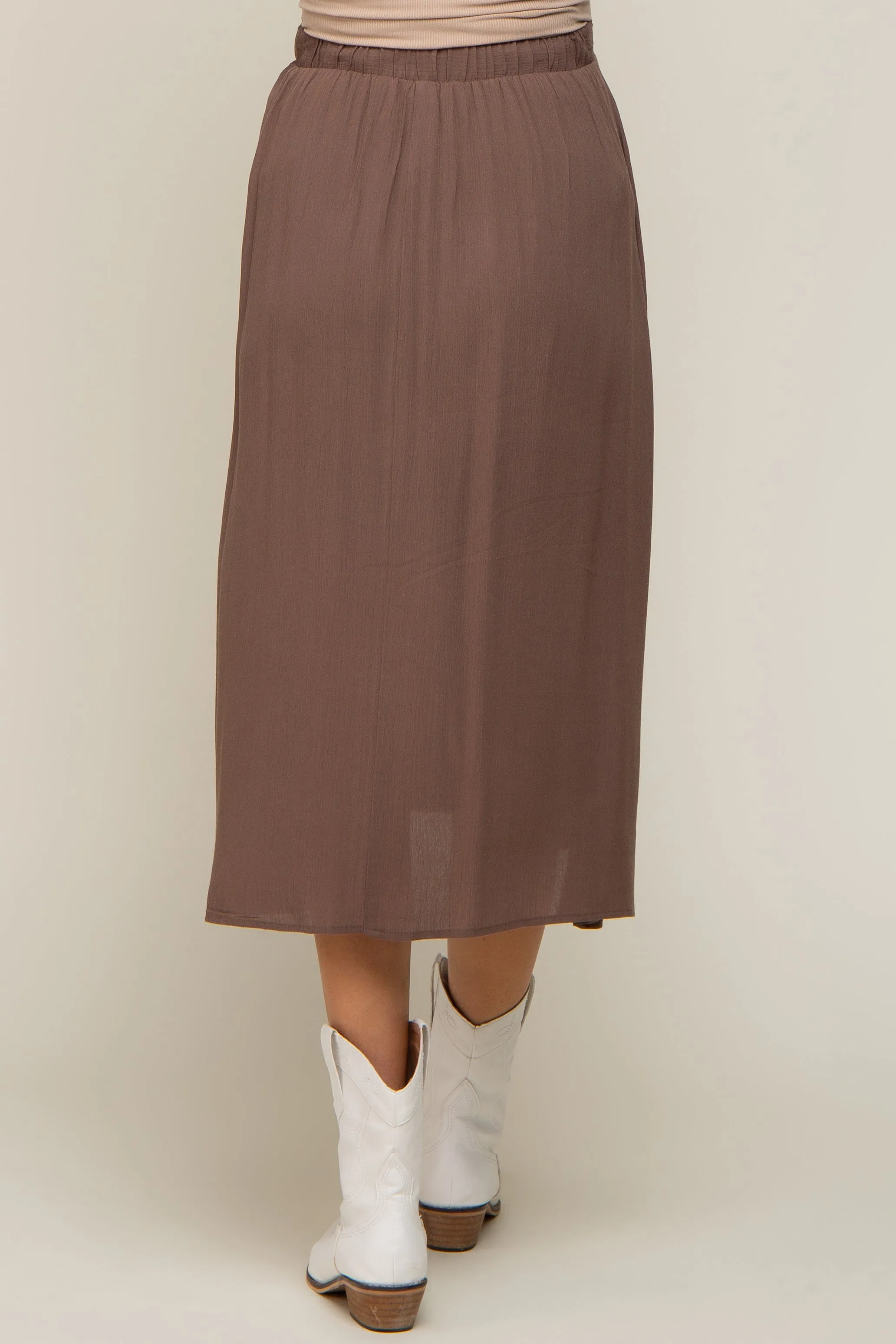 Brown Pleated Maternity Midi Skirt sold by Pinkblush product image thumbnail 4