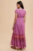 Magenta Floral Border Print Ruffle Maxi Dress sold by Pinkblush
