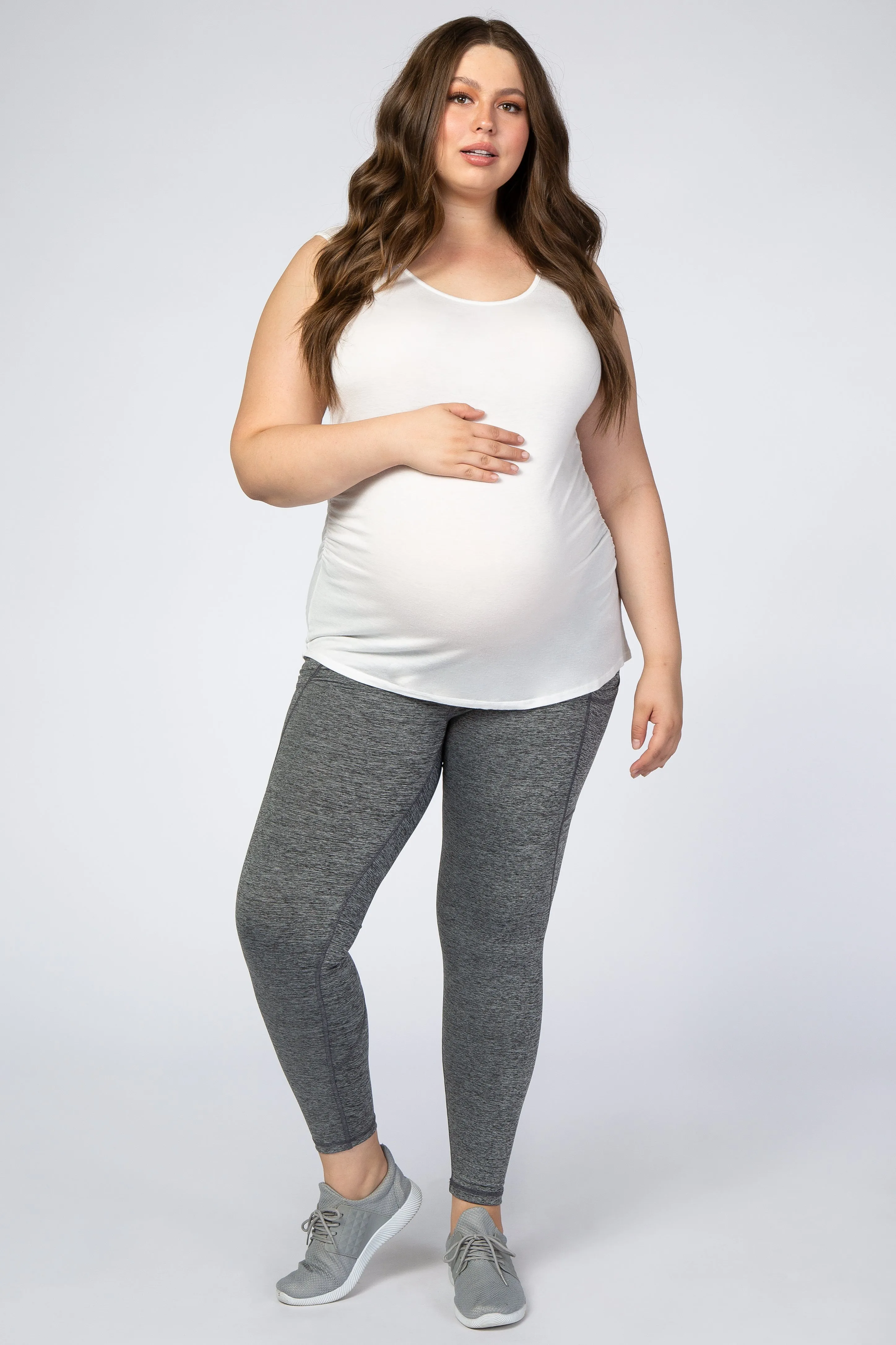 Black Marled Maternity Plus Leggings sold by Pinkblush product image thumbnail 2